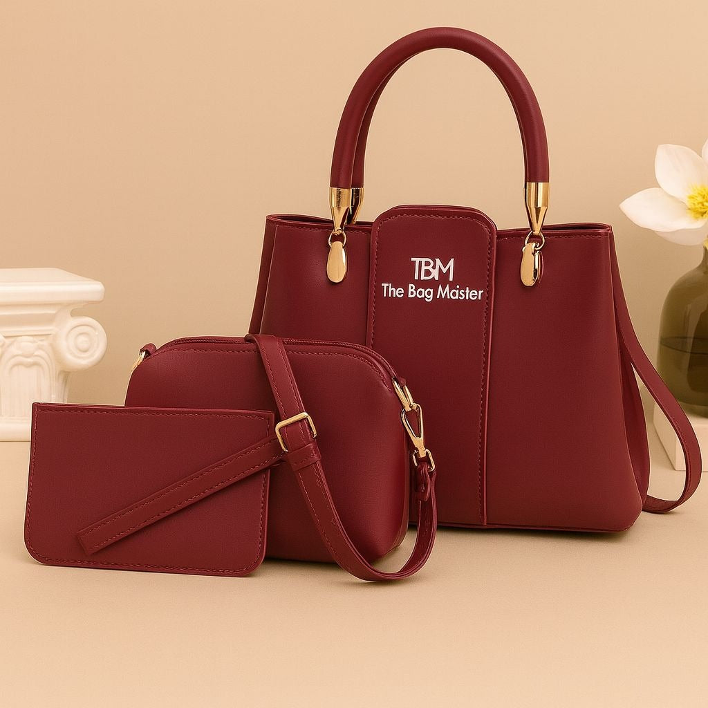 3 Pcs Premium Luxury Ladies Hand Bags