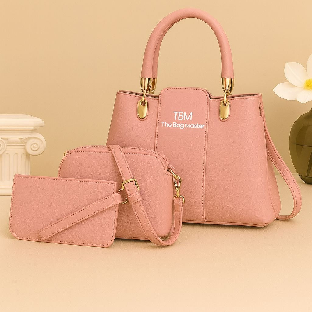 3 Pcs Premium Luxury Ladies Hand Bags